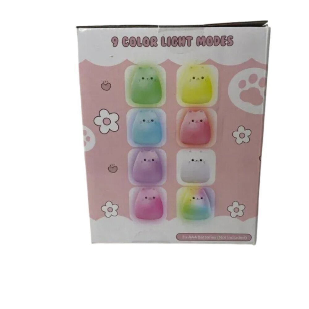 Squishy Kitty LED Night Light Cat Lamp Kawaii Color Changing Kids Bedroom Light - Picture 3 of 5